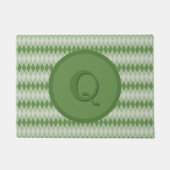 Doormat - Argyle Pattern in Green met Monogram Deurmat (Voorkant)
