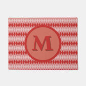 Doormat - Argyle Pattern in Red met Monogram Deurmat (Voorkant)