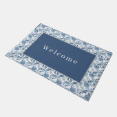 Doormat Blue-Grey Floral Deurmat (Schuin)