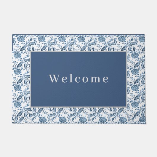 Doormat Blue-Grey Floral Deurmat (Voorkant)