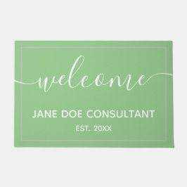 Doormat - Gepersonaliseerd Welkom, groen en wit Deurmat