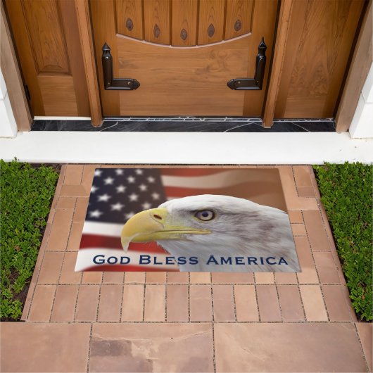 Doormat God zegene Amerika Eagle Flag Deurmat (Buiten)