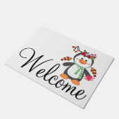 Doormat Happy Valentine's Day Penguin Hearts Deurmat (Schuin)