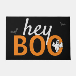 Doormat - hey BOO Ghost/vleermuizen Black Deurmat