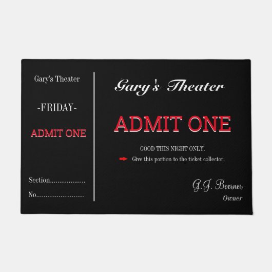 Doormat Home Movie Theater TV Room Ticket Rug Deurmat (Voorkant)