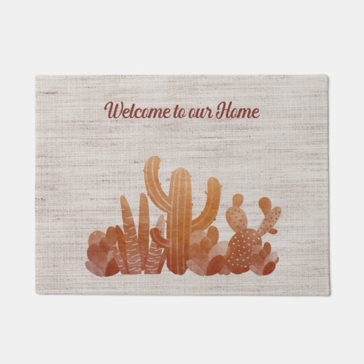 Doormat in beige met Cacti Deurmat (Voorkant)