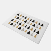 Doormat kerstboom in zwarte en goudstijl deurmat (Schuin)