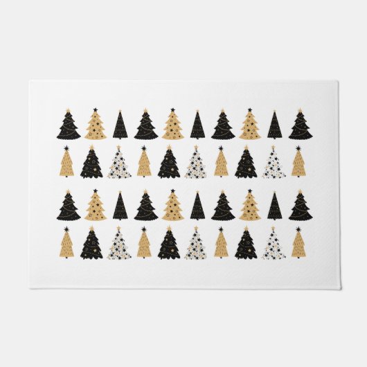 Doormat kerstboom in zwarte en goudstijl deurmat (Voorkant)