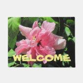 Doormat maak je eigen aangepaste roze hibiscus deurmat (Voorkant)