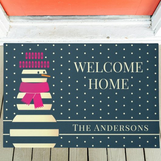 Doormat moderne winter wonderland sneeuwman deurmat