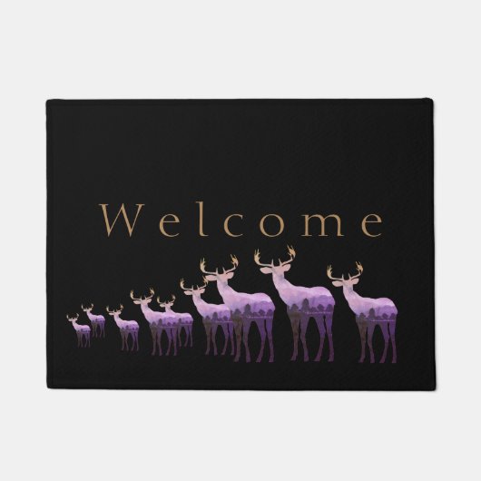 Doormat-Paars Deer/Welcome Elk Deurmat (Voorkant)
