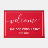 Doormat - Persoonlijk Welkom rood en wit Deurmat (Voorkant)