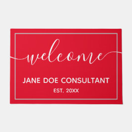 Doormat - Persoonlijk Welkom rood en wit Deurmat