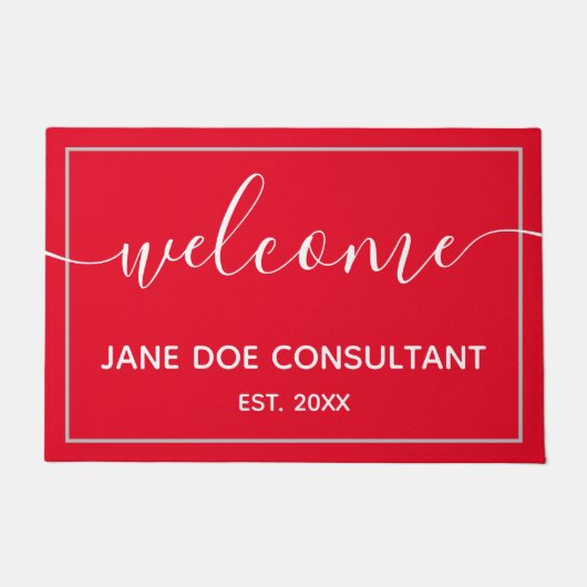 Doormat - Persoonlijk Welkom rood en wit Deurmat (Voorkant)