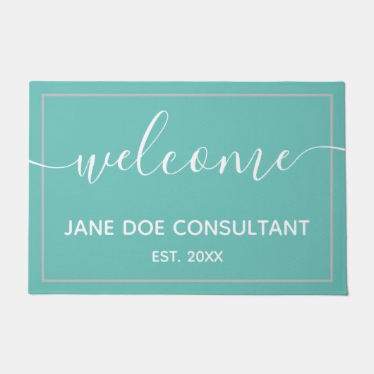 Doormat - Persoonlijk Welkomstlicht Blauwgroen + W Deurmat (Voorkant)