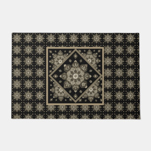 Doormat Sepia Medallions over zwart Deurmat