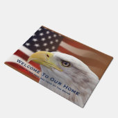 Doormat Welkom bij onze vlag aan de thuisadelaar Deurmat (Schuin)