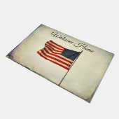 Doormat "Welkom thuis" met Amerikaanse vlag. Rusti Deurmat (Schuin)