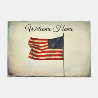 Doormat "Welkom thuis" met Amerikaanse vlag. Rusti Deurmat