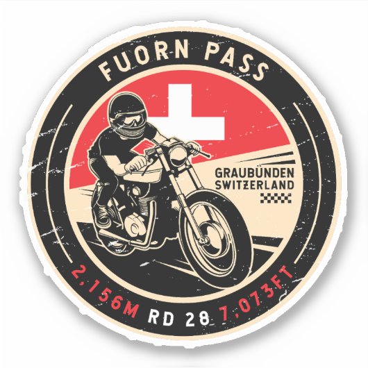 doorn pas | Zwitserland | Motorfiets Sticker (Voorkant)