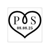 Doornenhaar Frame Hart Trouw Initiaal Monogram Rubberstempel (Afrduk)