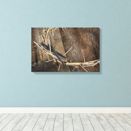 doornenkroon met nagels canvas afdruk (Insitu (Houten vloer))