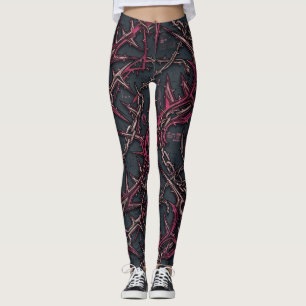 Doornige Braam Grunge: Donker Roze & Koper Biologi Leggings