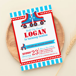 Doorrollen! Blauw Schaats met rolletjes Kaart