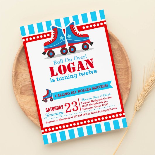 Doorrollen! Blauw Schaats met rolletjes Kaart