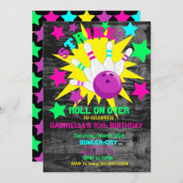 Doorrollen... STRIKE Bowling Birthday Party Kaart