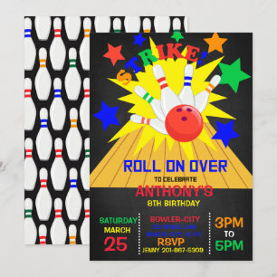 Doorrollen... STRIKE Bowling Birthday Party Kaart