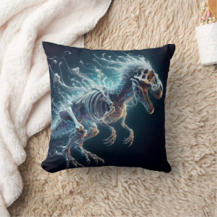 Doorschijnend Dinosaurus Skelet Gloeit In De Duist Kussen