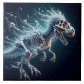 Doorschijnend Dinosaurus Skelet Gloeit In De Duist Tegeltje (Voorkant)