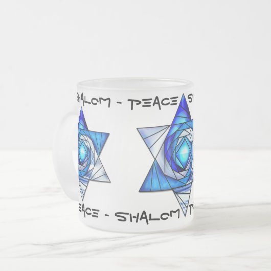 Doorschijnend Glas in lood Star of David Matglas Koffiemok (Voorkant links)