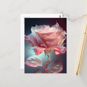 Doorschijnend glazen Roos - Dusty Pink Briefkaart