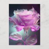 Doorschijnend glazen Roos - Roze Briefkaart (Voorkant)