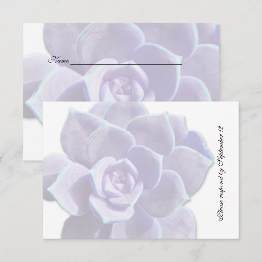 Doorschijnend Lila Succulent  Rsvp Kaartje (Voorkant / Achterkant)