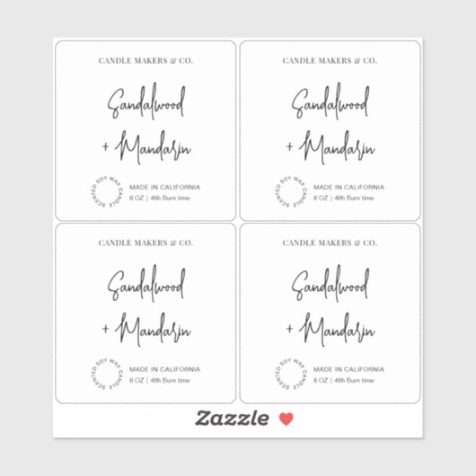 Doorschijnend Modern Clear Candle Jar Square Label (Vel)