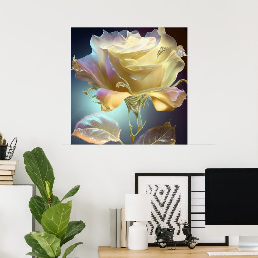 Doorschijnend Roos - Geel Poster (Thuiskantoor)