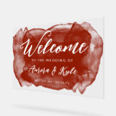 Doorschijnend Rufous Rode Waterverf Bruiloft Welko Acryl Bord (Hoek)