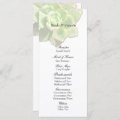 Doorschijnend succulent wit huwelijksprogramma programmakaart (Voorkant / Achterkant)