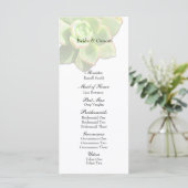 Doorschijnend succulent wit huwelijksprogramma programmakaart (Staand voorkant)