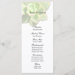 Doorschijnend succulent wit huwelijksprogramma programmakaart