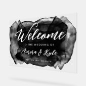 Doorschijnend Zwart Waterverf Bruiloft Welkom Acryl Bord (Hoek)