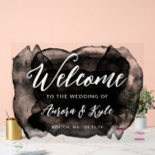 Doorschijnend Zwart Waterverf Bruiloft Welkom Acryl Bord (Huwelijk)