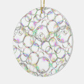 Doorschijnende doorzichtige bubbels op wit keramisch ornament (Links)
