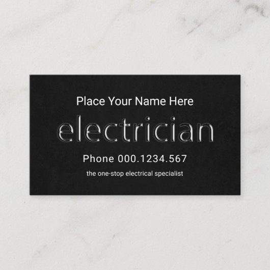 Doorschijnende Elektricien Signage Black Grunge Visitekaartje (Voorkant)