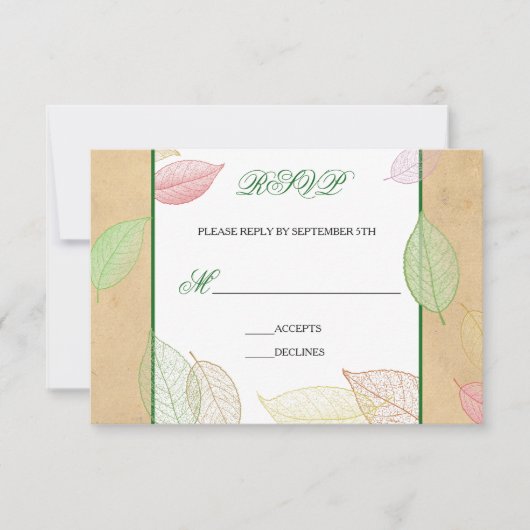 Doorschijnende herfstbladeren - RSVP kaart (Voorkant)