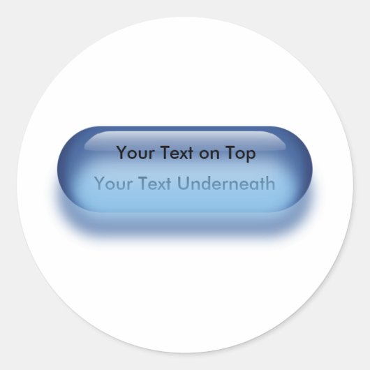 Doorschijnende knop in blauwe badge sticker (Voorkant)