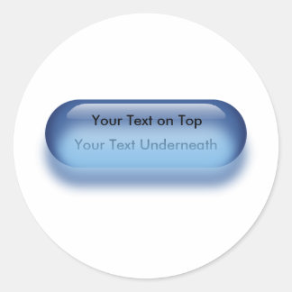 Doorschijnende knop in blauwe badge sticker